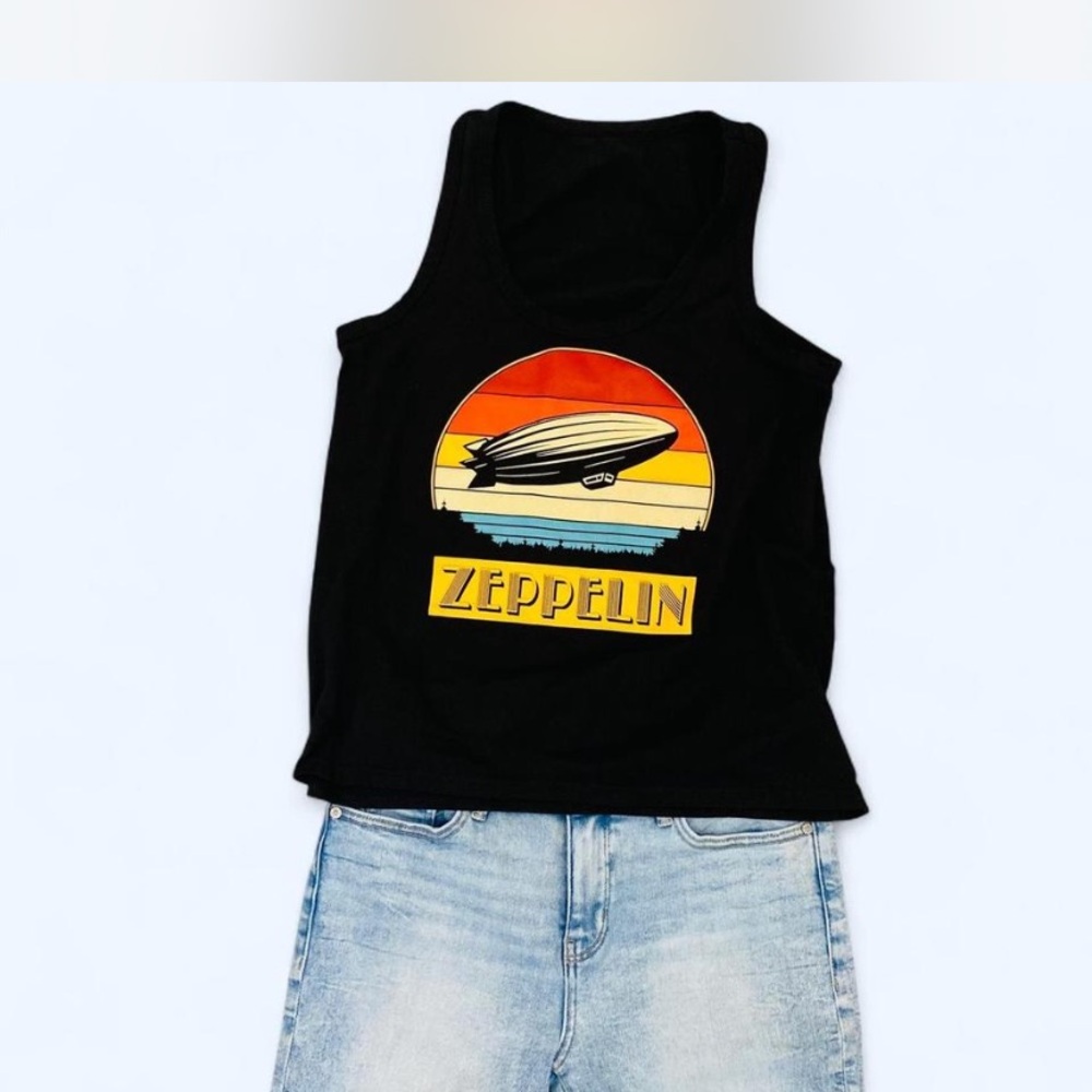 Zeppelin Graphic Black Tank Top